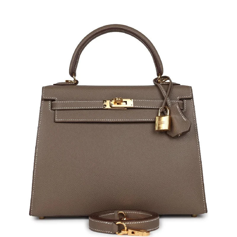 Hermes Kelly Sellier 25 Etoupe Epsom Gold Hardware