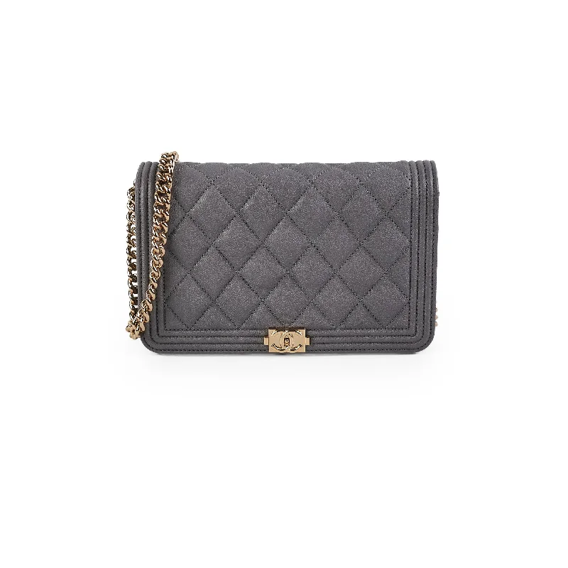 Deal of the Week - Chanel Boy Caviar Wallet On Chain Grey -30 Series