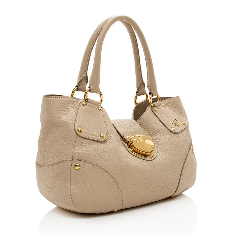 Prada Vitello Daino Leather Pushlock Tote 16679