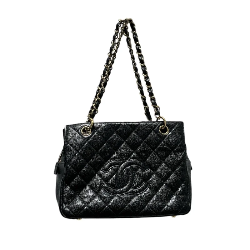 CHANEL/Tote Bag/Leather/BLK/PETTE SHOPPING TOTE