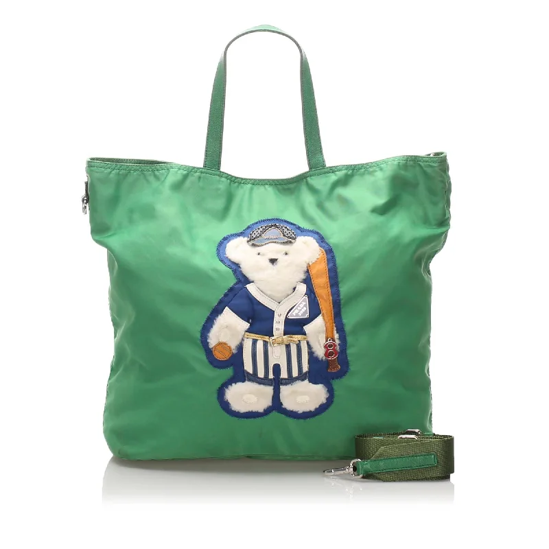 Prada Tessuto Beijing Olympics Teddy Bear Tote (SHG-17281)